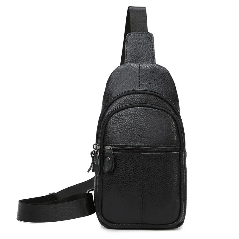 Men’s Genuine Leather Chest Pack, Large Capacity Crossbody Bag