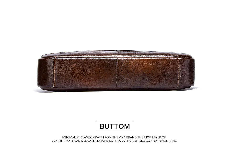 Genuine Leather Men's Briefcase, Business Laptop Messenger Bag