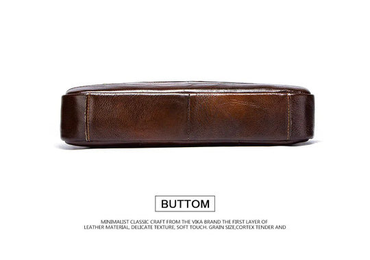 Genuine Leather Men's Briefcase, Business Laptop Messenger Bag