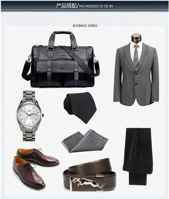 Luxury Leather Men's Briefcase, Business Laptop Bag 14–15.6" Messenger