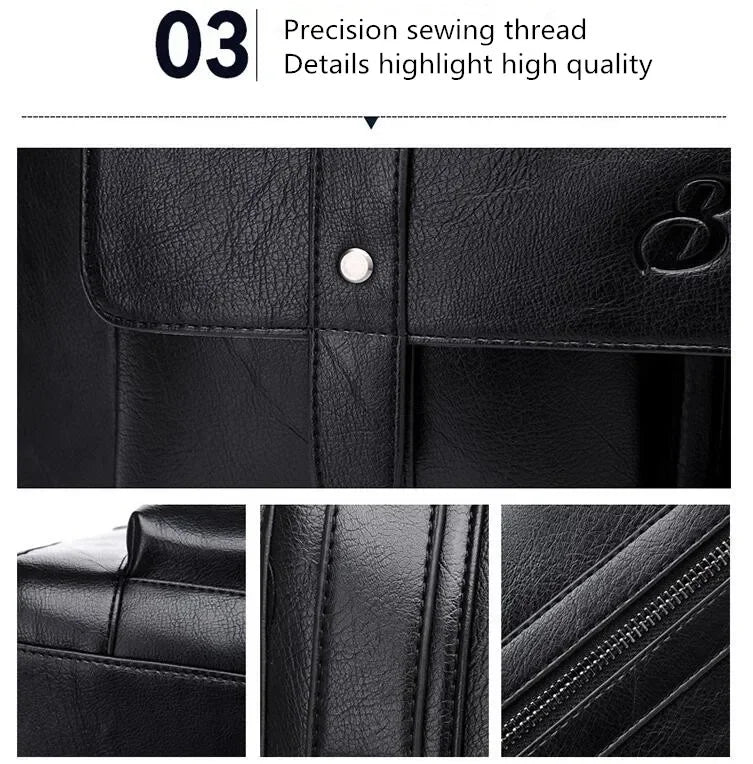 Luxury Leather Men's Briefcase, Business Laptop Bag 14–15.6" Messenger