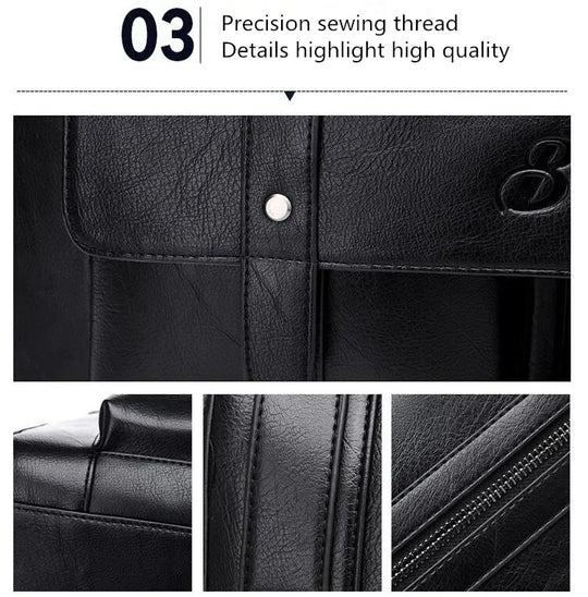 Luxury Leather Men's Briefcase, Business Laptop Bag 14–15.6" Messenger