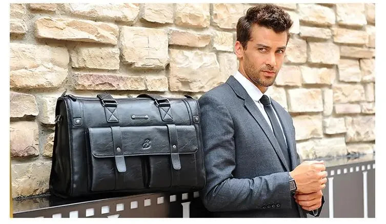 Luxury Leather Men's Briefcase, Business Laptop Bag 14–15.6" Messenger