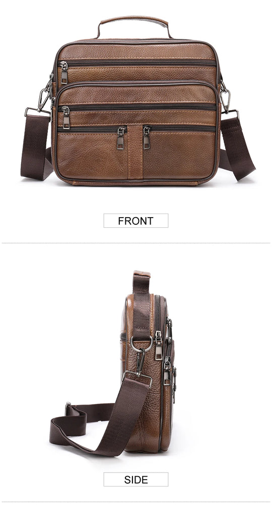 Men’s Genuine Cowhide Leather Shoulder Bag, Business Messenger