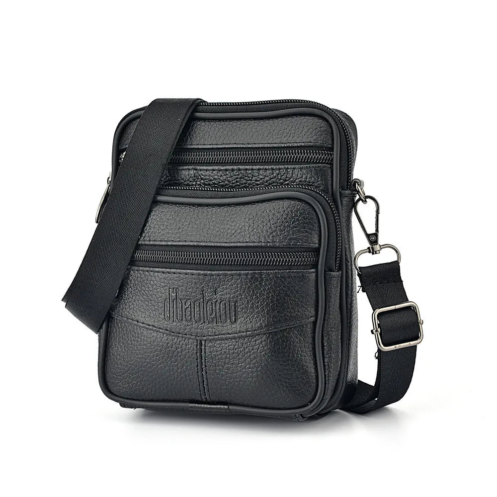 Men’s Leather Crossbody Bag, Vertical Multifunctional Messenger