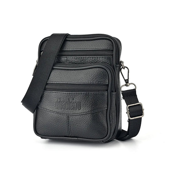 Men’s Leather Crossbody Bag, Vertical Multifunctional Messenger