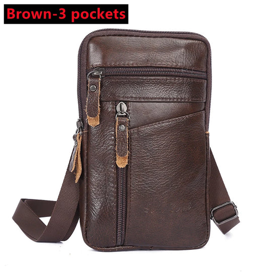 Men’s Genuine Leather Waist Bag, Phone Pouch Crossbody Pack
