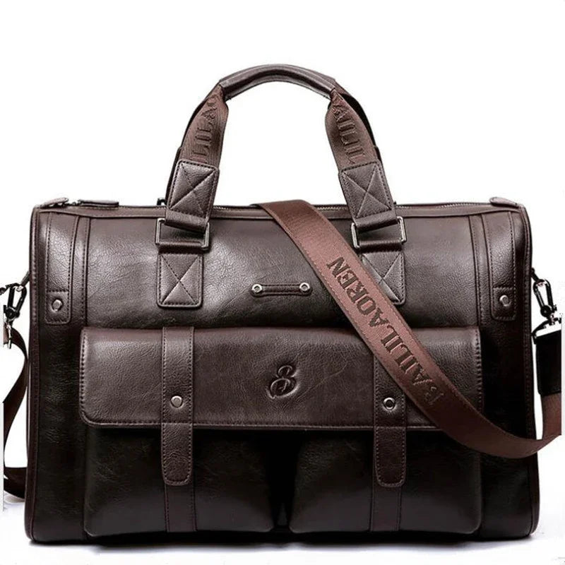 Luxury Leather Men's Briefcase, Business Laptop Bag 14–15.6" Messenger