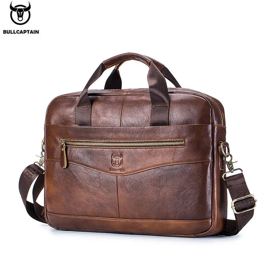 Men’s Genuine Leather Briefcase, 14" Laptop Business Messenger Bag