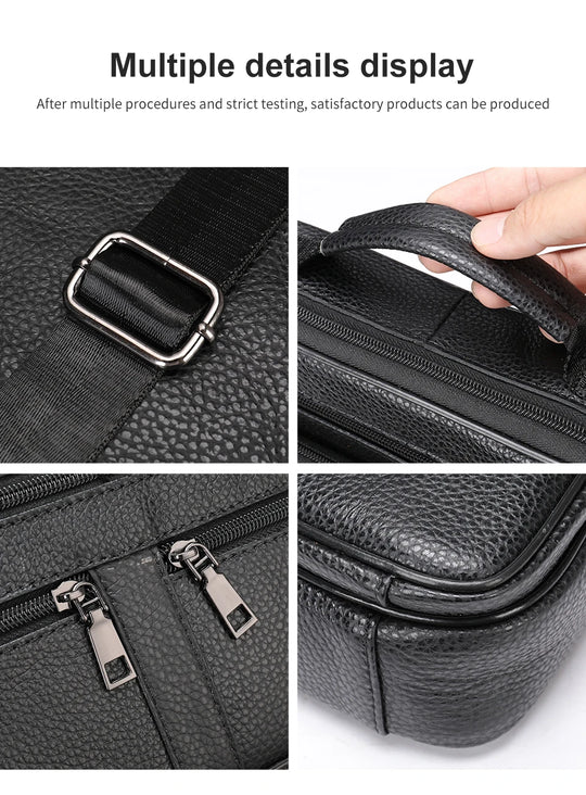 Men’s Genuine Cowhide Leather Shoulder Bag, Business Messenger