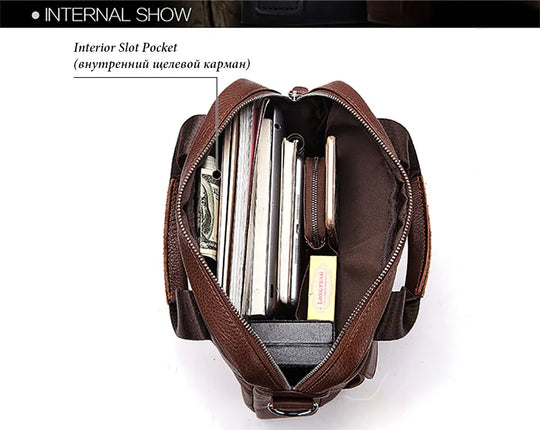 Men’s Genuine Leather Crossbody Bag, Business Travel Messenger