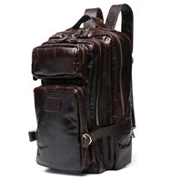 Vintage Crazy Horse Leather Backpack for Men, Large Hiking Bag