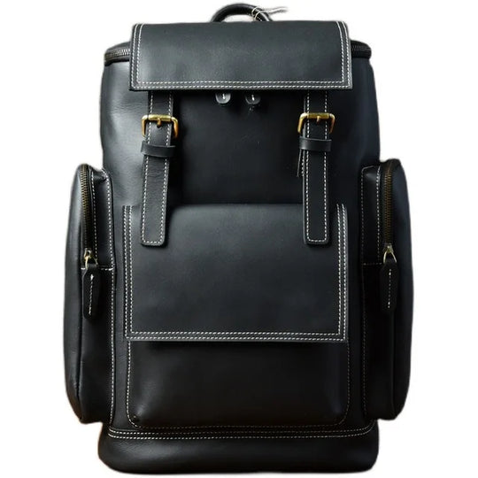 Vintage Crazy Horse Leather Backpack for Men, Large Hiking Bag