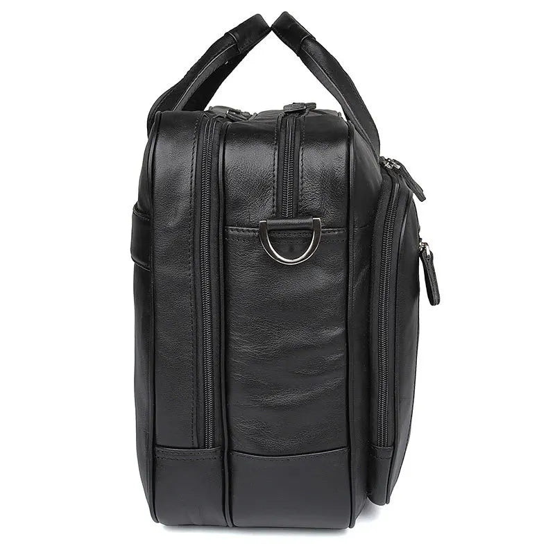 Genuine Crazy Horse Leather Men's Briefcase, 17" Laptop Business Bag