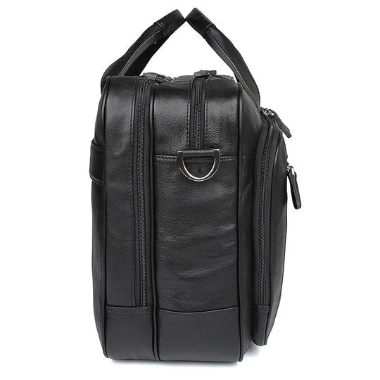 Genuine Crazy Horse Leather Men's Briefcase, 17" Laptop Business Bag