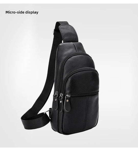 Men’s Genuine Leather Chest Pack, Large Capacity Crossbody Bag