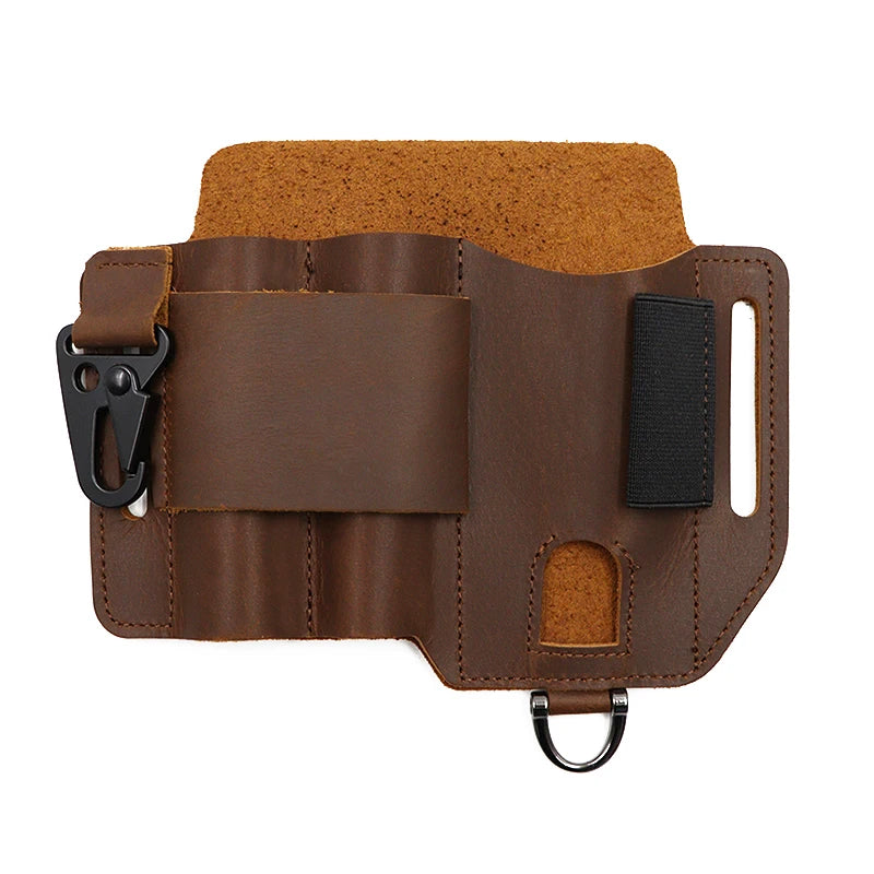 Genuine Leather Tactical Waist Pack, EDC Outdoor Tool Pouch