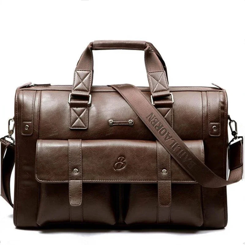 Luxury Leather Men's Briefcase, Business Laptop Bag 14–15.6" Messenger