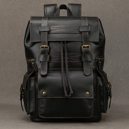 Men’s Genuine Leather Backpack, 17" Laptop Large Travel Bag