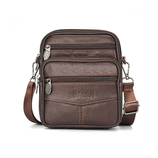 Men’s Leather Crossbody Bag, Vertical Multifunctional Messenger