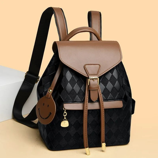 Women’s PU Leather Backpack, Large Capacity Casual Travel Bag
