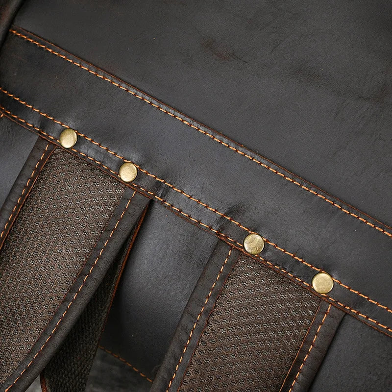 Men’s Genuine Leather Backpack, 17" Laptop Large Travel Bag