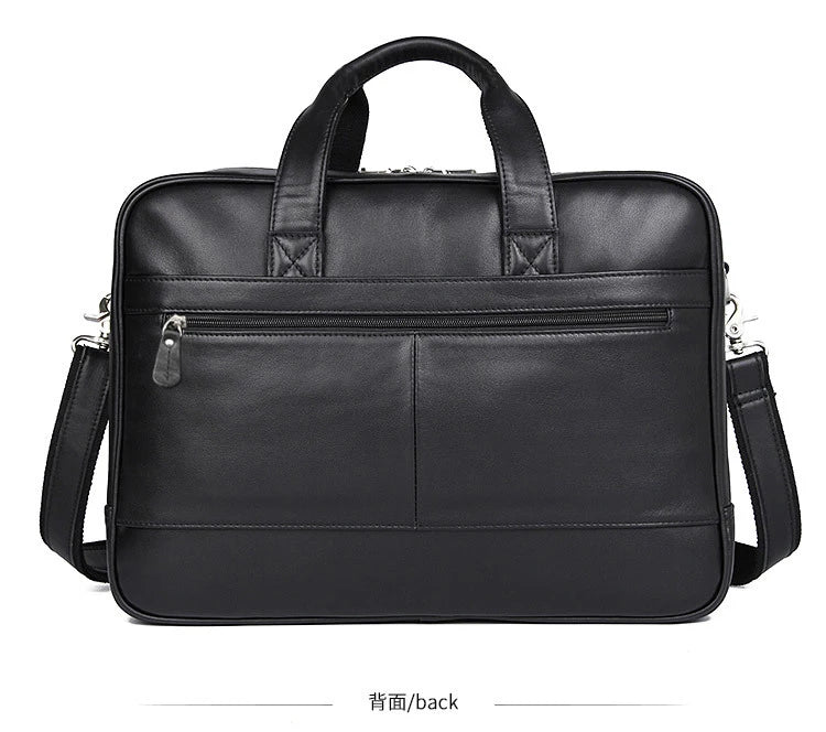 Genuine Crazy Horse Leather Men's Briefcase, 17" Laptop Business Bag