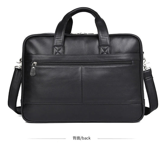 Genuine Crazy Horse Leather Men's Briefcase, 17" Laptop Business Bag
