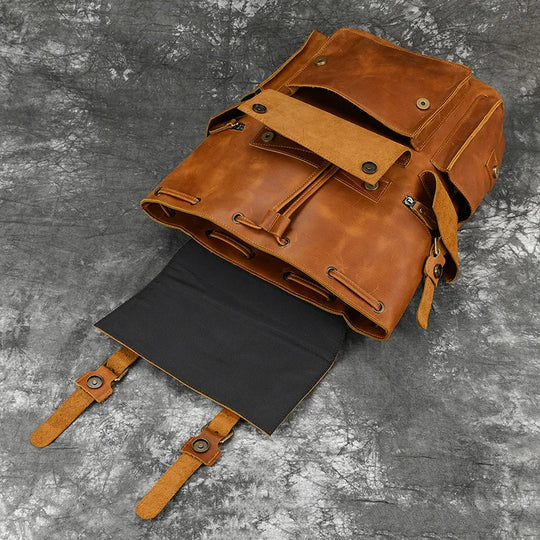 Men’s Genuine Leather Backpack, 17" Laptop Large Travel Bag
