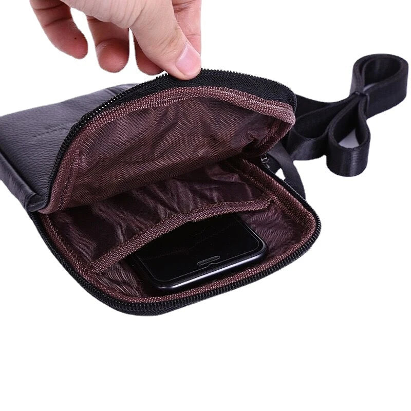 Men’s Genuine Leather Waist Bag, Phone Pouch Crossbody Pack