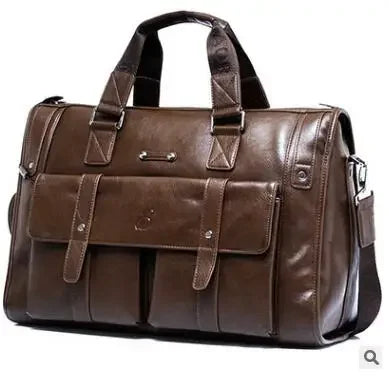 Luxury Leather Men's Briefcase, Business Laptop Bag 14–15.6" Messenger
