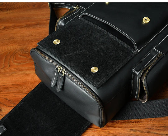 Vintage Crazy Horse Leather Backpack for Men, Large Hiking Bag