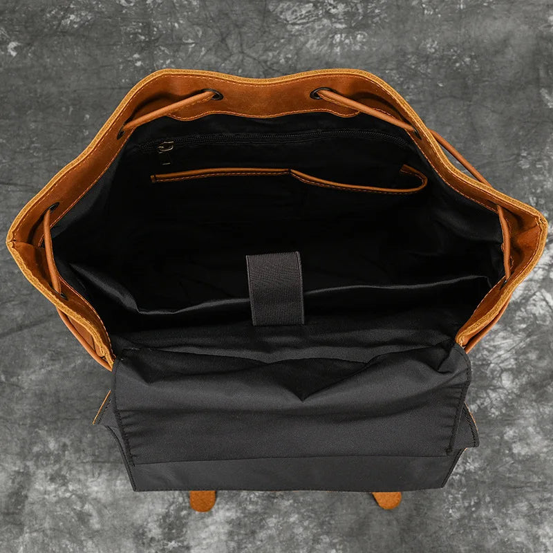 Men’s Genuine Leather Backpack, 17" Laptop Large Travel Bag