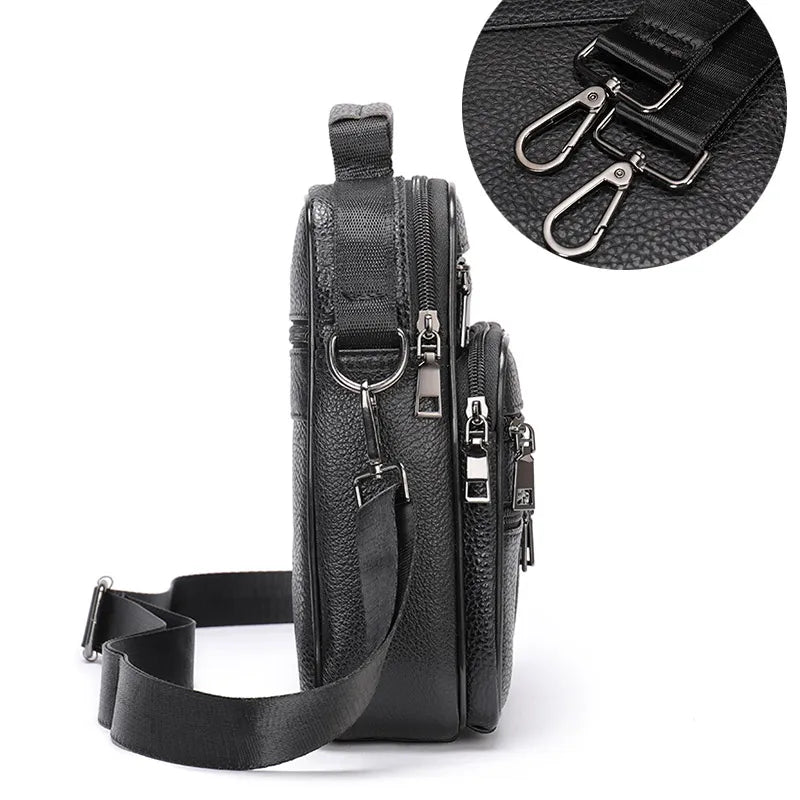 Men’s Genuine Cowhide Leather Shoulder Bag, Business Messenger