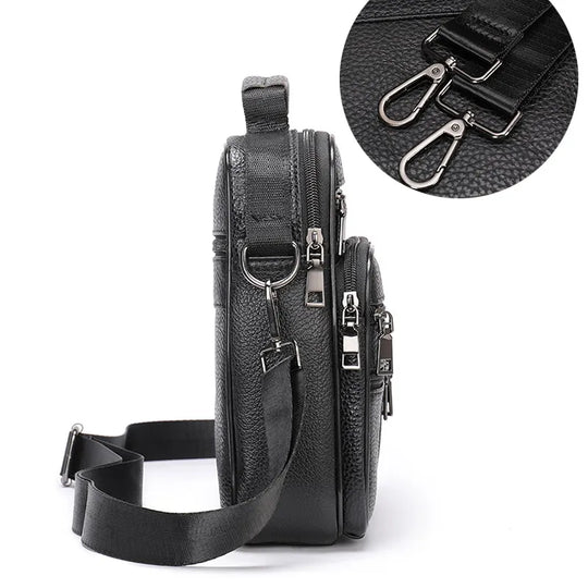 Men’s Genuine Cowhide Leather Shoulder Bag, Business Messenger