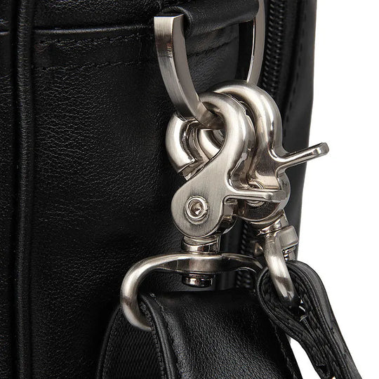 Genuine Crazy Horse Leather Men's Briefcase, 17" Laptop Business Bag