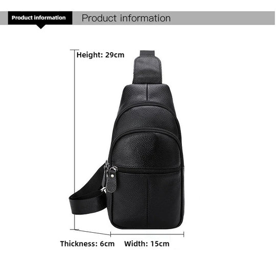 Men’s Genuine Leather Chest Pack, Large Capacity Crossbody Bag