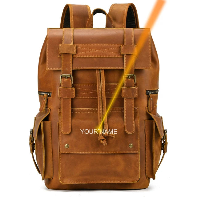 Men’s Genuine Leather Backpack, 17" Laptop Large Travel Bag