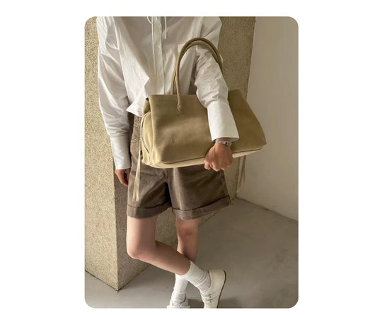 Women’s Genuine Leather Tote Bag, Vintage Luxury Designer Handbag