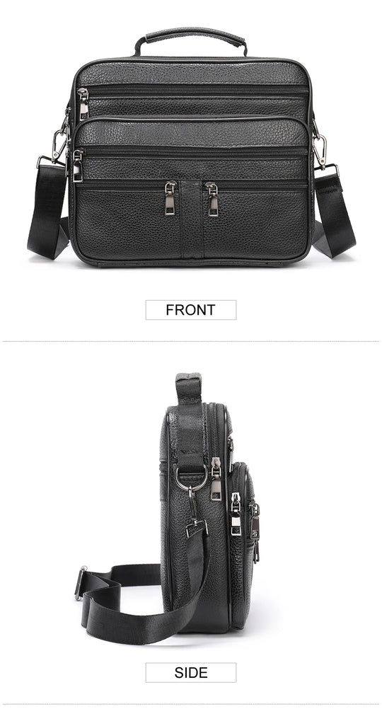 Men’s Genuine Cowhide Leather Shoulder Bag, Business Messenger
