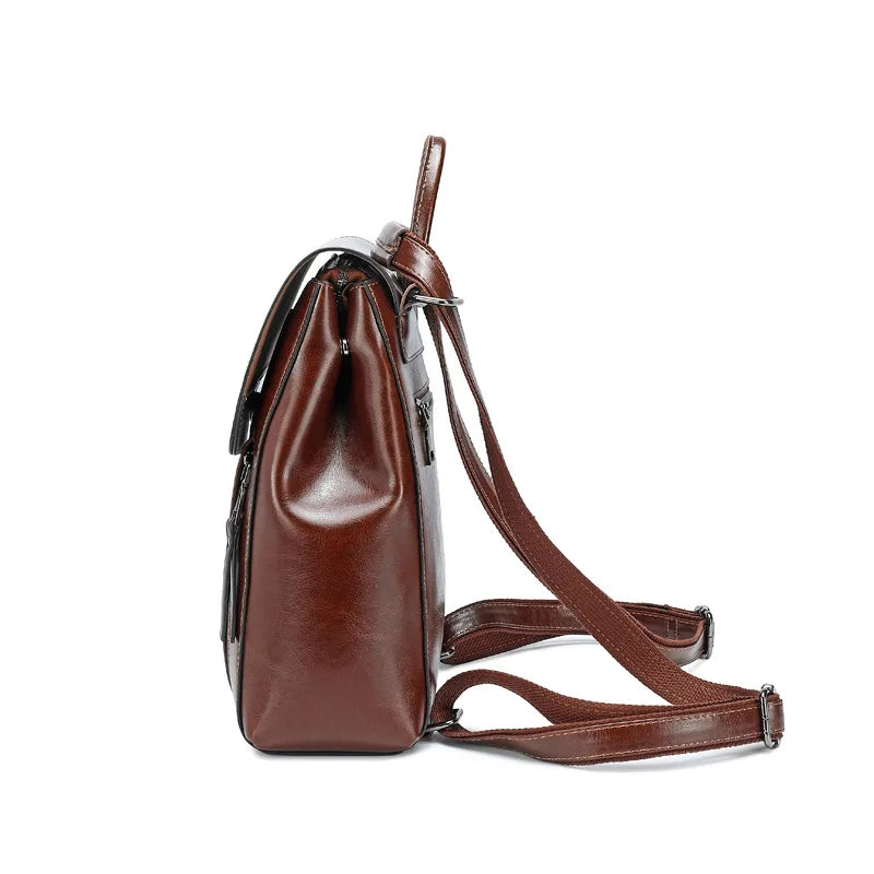 Women’s Genuine Leather Backpack, Crossbody School Laptop Bag