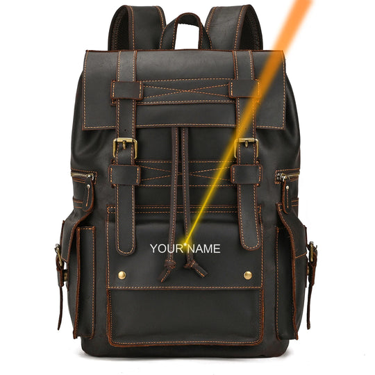 Men’s Genuine Leather Backpack, 17" Laptop Large Travel Bag