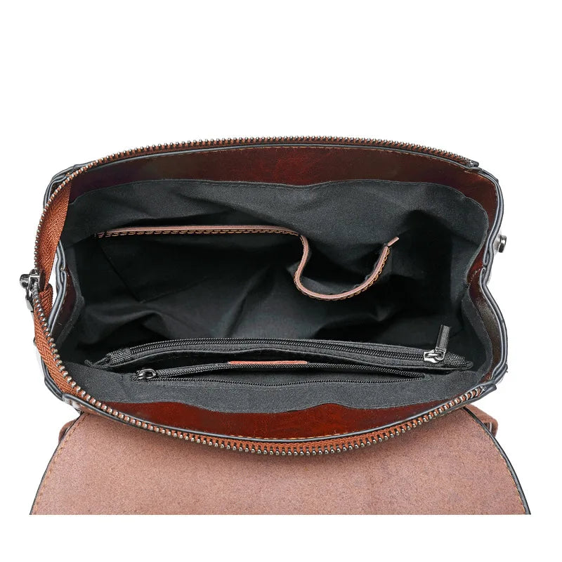 Women’s Genuine Leather Backpack, Crossbody School Laptop Bag