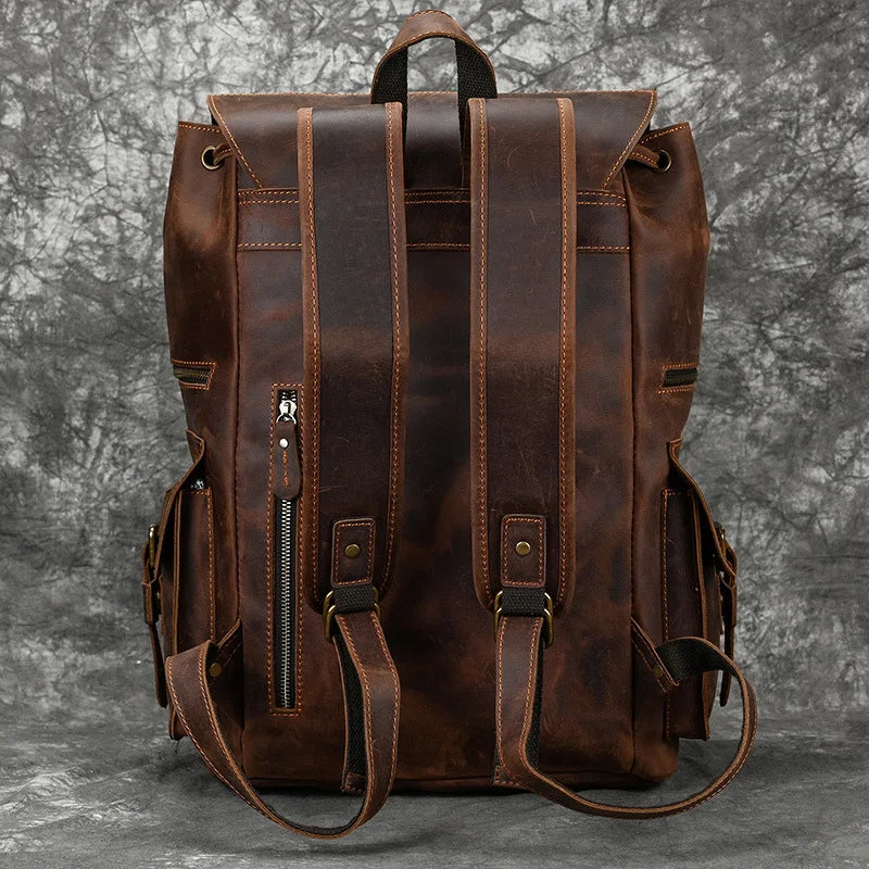 Men’s Genuine Leather Backpack, 17" Laptop Large Travel Bag