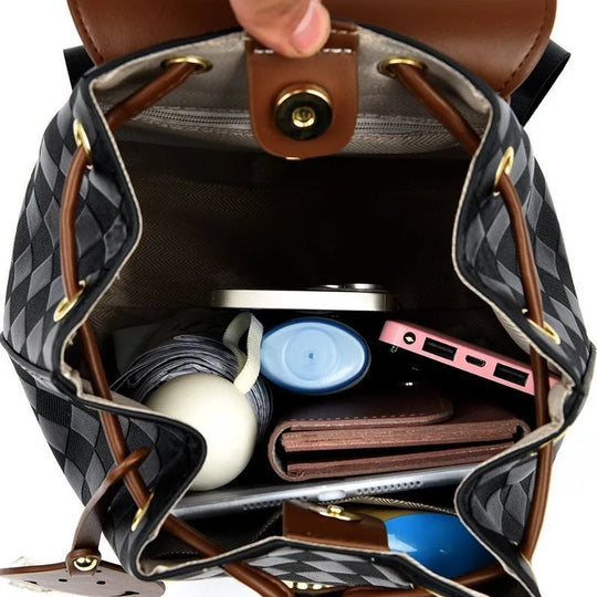 Women’s PU Leather Backpack, Large Capacity Casual Travel Bag