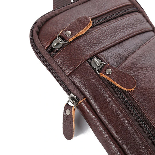 Men’s Genuine Leather Waist Bag, Phone Pouch Crossbody Pack