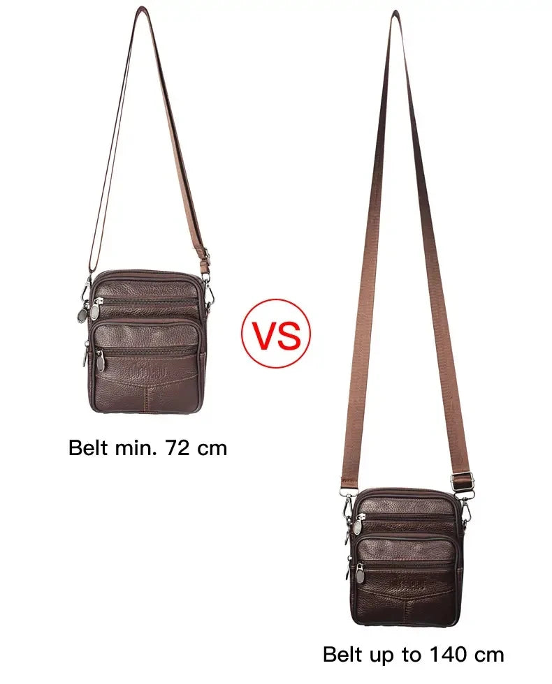 Men’s Leather Crossbody Bag, Vertical Multifunctional Messenger