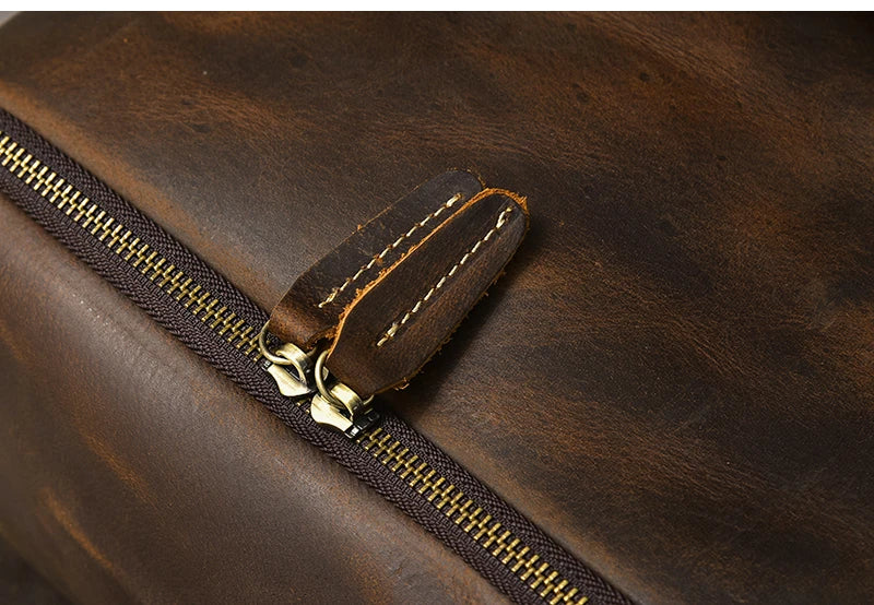 Vintage Crazy Horse Leather Backpack for Men, Large Hiking Bag