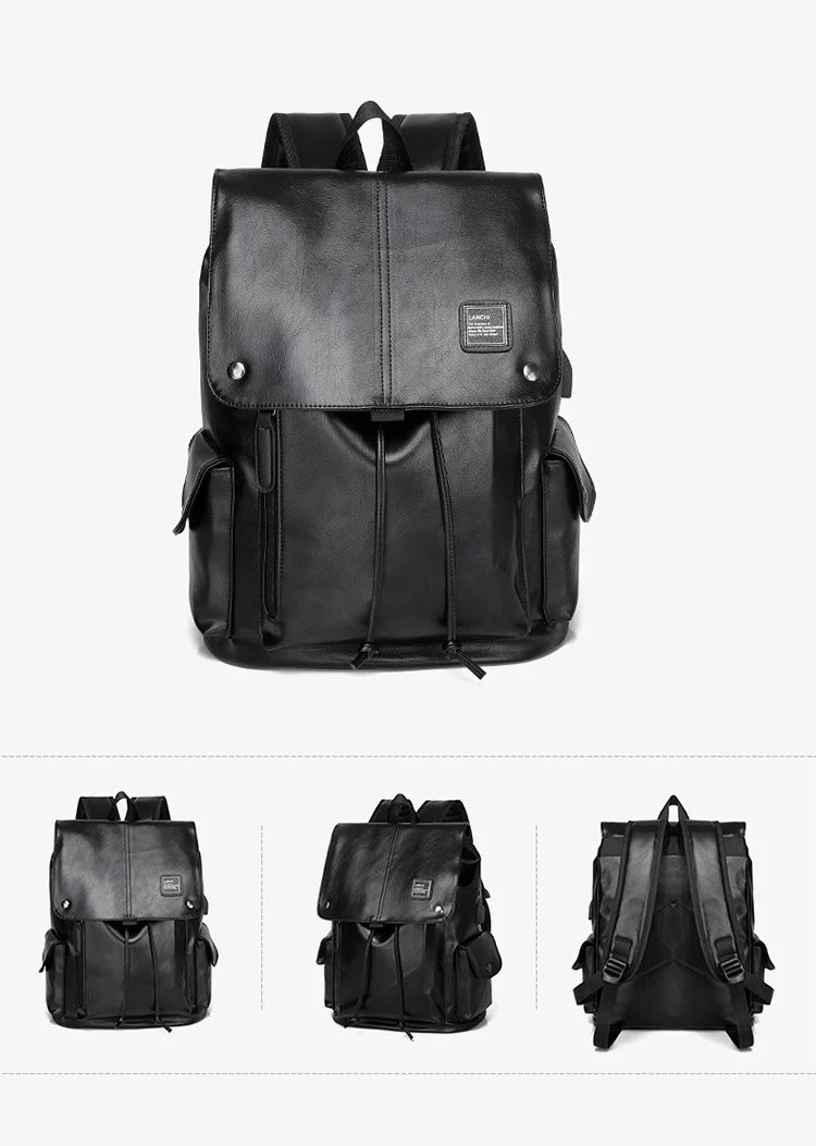 Luxury Leather Men’s Backpack, Business Laptop Travel Daypack