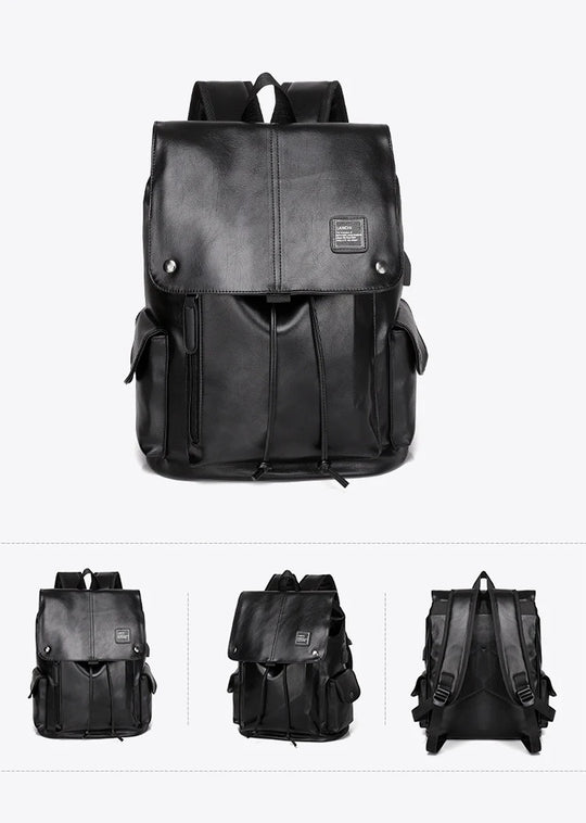 Luxury Leather Men’s Backpack, Business Laptop Travel Daypack